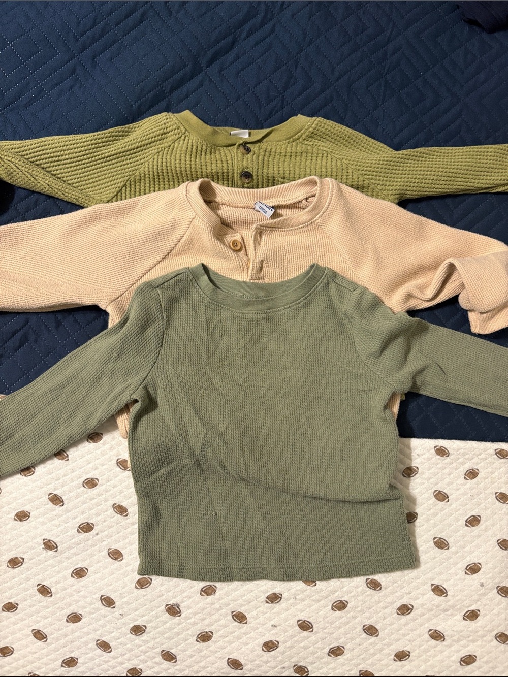 Old Navy Kids Olive, Sage & Beige Ribbed Long-Sleeve Tops Set